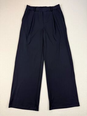 Athleisure Dress Pants Stretch Pull On Trousers Work Casual Tailored Black